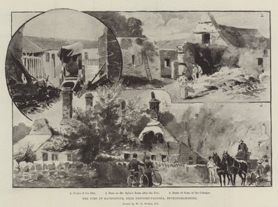 El incendio en Ravenstone, cerca de Newport-Pagnell, Buckinghamshire de William Barnes Wollen